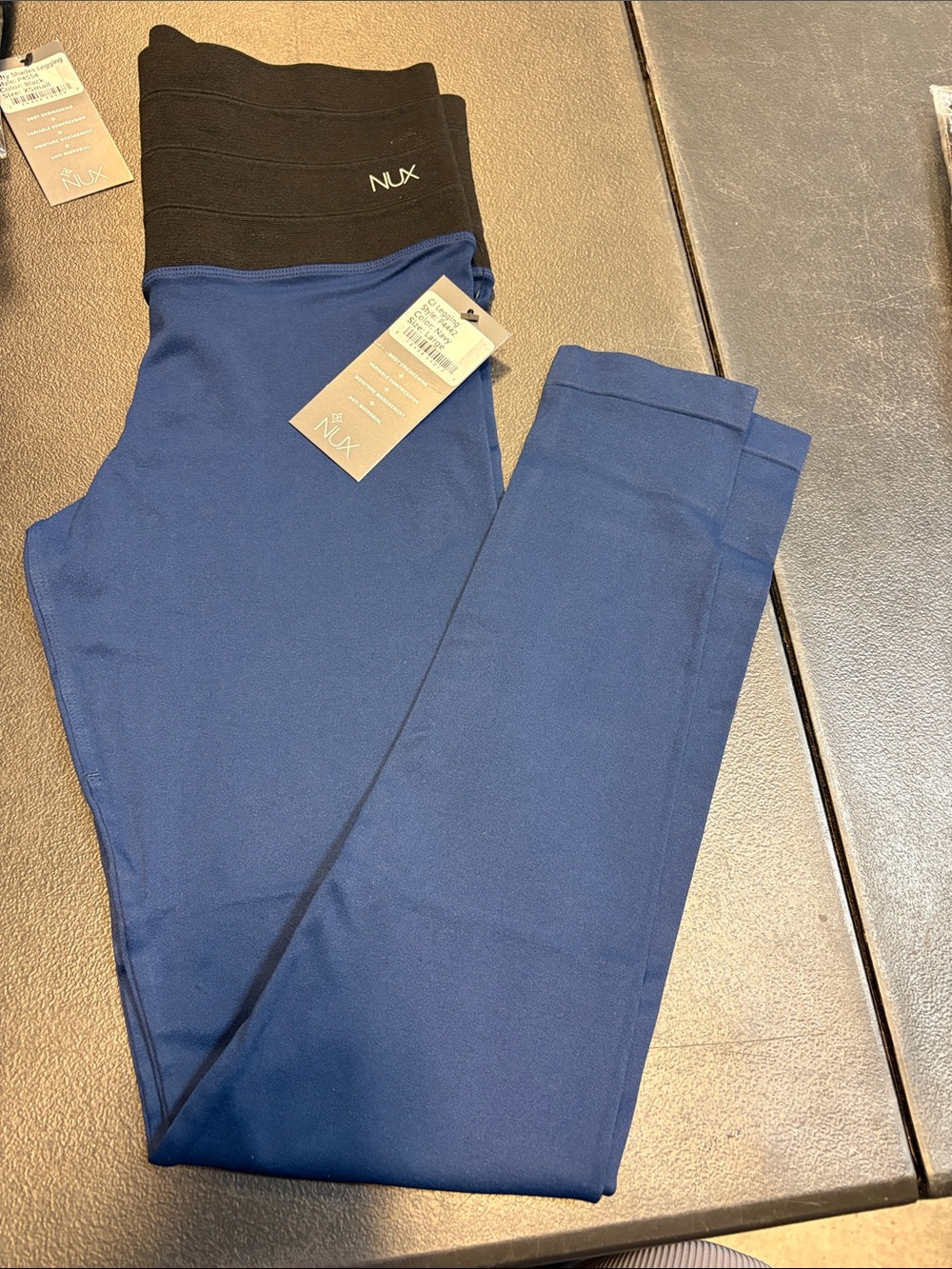 NUX  Blue Leggings with Black High Waistband